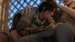 1boy 1girls 3d balls black_desert black_desert_online black_hair blender blowjob cape cum_in_mouth cumming_in_mouth dark_skinned_female deadeye_(black_desert) facepaint fan_character female female_focus gritted_teeth hand_on_another's_head hand_on_head holding_balls male male_out_of_frame nail_polish native_american native_american_female notablyfishy oral oral_sex penis penis_in_mouth player_character sucking sucking_penis