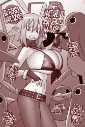 1girls 2d angry big_breasts bikini bikini_top breasts breasts_bigger_than_head demon demon_girl disgaea ekz erection female gangbang gangrape group huge_breasts imminent_rape imminent_sex interspecies laharl laharl-chan long_ears long_hair male monster monster_cock multiple_boys penguin penis prinny scarf surrounded_by_penises uncensored zoophilia