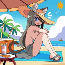1girls beach big_breasts blue_eyes breasts cat_ears cat_tail ciblesgd convenient_censoring drink edit female female_only light-skinned_female light_skin long_hair looking_at_viewer luciusflavionus sandals sideboob split-color_hair sun sunhat tail trans_woman transfem transgender_pride_colors tree trees twitter_user_oc virtual_youtuber water youtube youtuber youtuber_girl youtuber_sona