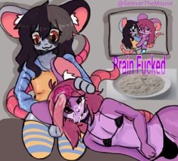 brain_fuck ear_fuck femboy_on_femboy furry male mouse oc original_character