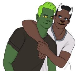 blue_eyes gay green_hair grey_body moon_night29985