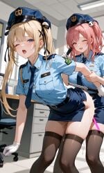 ai_generated dead_or_alive dead_or_alive_5 doggy_style female female_only from_behind fucked_from_behind fucked_silly fucking grabbing honoka_(doa) kawaii lesbian_sex marie_rose office officer police police_uniform sex xvidart yuri