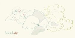 2025 an1mal1nstinct anthro arm_support arm_tuft ass bear belly belly_tuft big_nose boxer_briefs butt_focus clothed clothed_anthro clothed_male clothing digital_drawing_(artwork) digital_media_(artwork) elbow_tuft fart fart_cloud fart_fetish footwear hi_res leaning_on_elbow leg_tuft lidded_eyes looking_at_viewer lying male mammal mane moobs on_side overweight overweight_anthro overweight_male restricted_palette sharp_teeth signature simple_background smile smiling_at_viewer socks solo tail teeth topless topless_anthro topless_male tuft underwear whisker_spots