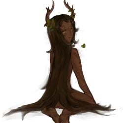 brown_hair cookie cookie_run cookie_run_ovenbreak cuntboy cuntboy_only dark-skinned_male dark_hair dark_skin from_behind heart_symbol intersex looking_at_viewer looking_back male millennial_tree_cookie nude nude_male pussy smiling_at_viewer very_long_hair visible_pussy