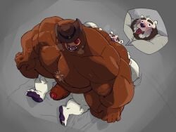 2025 4:3 american_black_bear anal anthro ass bara bear beard big_muscles big_pecs big_penis bird's-eye_view black_bear blush blushing_profusely body_hair breath butt_grab chest_hair clothing cowboy_hat cutaway duo erection facesitting facial_hair foreskin genitals hand_on_butt hands_on_knees hands_on_legs hat hat_over_eyes headgear headwear hi_res high-angle_view kermode_bear larger_on_top looking_pleasured male male/male mammal megawaffle_(artist) musclegut muscles muscular muscular_male on_top oral pecs penis red_nose rimming sex shane_(megawaffle) sitting_on_another spread_legs spreading stocky tongue tongue_out uncircumcised ursine yaoi yoked_coder