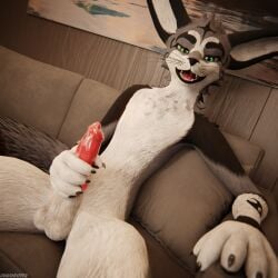 1:1 3d_(artwork) absurd_res animal_genitalia animal_penis anthro anthro_on_anthro balls biped black_body black_fur blender_(artwork) blender_cycles bodily_fluids canid canine canine_genitalia canine_penis canis claws clothing cum cum_drip cum_dripping_from_penis cum_on_penis depth_of_field digital_media_(artwork) dominant dragonplayer dripping erection fox fur furniture genital_fluids genitals grey_body grey_fur hair hand_on_penis hi_res inside kenovawolf knot living_room looking_at_viewer male mammal masturbation mawplay moan multicolored_body nude on_sofa open_mouth orgasm paws penis reflection rexouium saliva sitting sitting_on_sofa slim slim_anthro slim_male slim_sub smile sofa solo tail teeth white_body white_fur