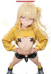 1boy ai_generated balls bulge femboy meybekity otoko_no_ko penis shorts trap yaoi