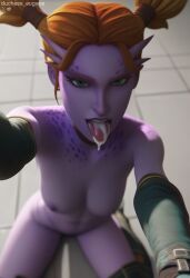 1girls ai_generated alien commision commission commission_art commissions_open cum cum_in_mouth duchess_eugene female green_eyes latts_razzi nude on_knees orange_hair selfie star_wars star_wars:_the_clone_wars twintails twitter twitter_username