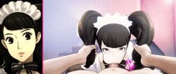 :>= amateurthrowaway animated animated becky_(persona) black_hair blowjob brown_eyes edit face_fucking fellatio hair_pull hair_pulling maid maid_headdress maid_outfit maid_uniform oral oral_sex panels persona persona_5 pulling_hair sadayo_kawakami third-party_edit twintails