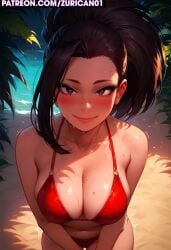 ai_generated big_breasts bikini blush boku_no_hero_academia huge_breasts looking_at_viewer momo_yaoyorozu my_hero_academia pink_nipples pose ryuuziken01