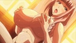 animated bouncing_breasts breast_grab breasts cowgirl_position female huge_breasts hypnosis kyonyuu_reijou_mc_gakuen mind_control nipples plump screencap sex t-rex_(animation_studio)