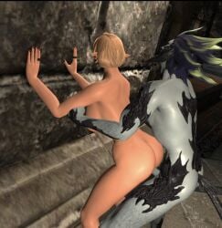 1boy 1girls 3d anal_orgasm anal_sex ass au_ra backshots big_ass big_penis blonde_female blonde_hair doggy_style dominant_male elezen elf female final_fantasy_xiv free_use fucked_from_behind fucked_senseless fucked_silly gpose(ffxiv) huge_ass light-skinned_female male milf moaning moaning_in_pleasure pawg plap plump_ass pussy sex submissive_female tanned_skin thick_ass