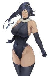 bleach breasts elbow_gloves female female_only leotard memory342 shihouin_yoruichi sideboob thighs