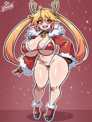 1girls bikini christmas christmas_outfit light-skinned_female light_skin miss_kobayashi's_dragon_maid solo solo_female srbready thick thick_ass thick_thighs tohru_(dragon_maid)