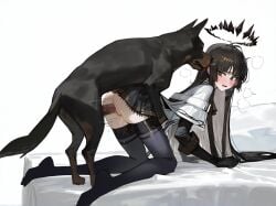 ai_generated arknights bestiality canine clothed_sex feral_on_female pussy r3dek rape tagme virtuosa_(arknights) zoophilia