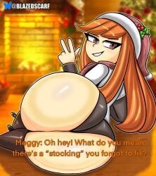 ass ass_focus big_ass big_ass_cheeks big_thighs blazedscarf booty_shorts bubble_butt butt butt_focus female_only glitch_productions holidays human inkling inkling_girl laying_on_side meggy_spletzer smg4 text