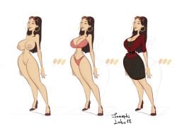 1girls 2d 2d_(artwork) big_areola big_ass big_breasts big_breasts big_butt big_nipples big_thighs bikini bra busty dress skirt voluptuous voluptuous_female