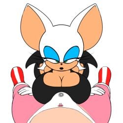 alternate_version_available amy_rose anthro anthro_on_anthro big_breasts breasts breasts_pressed_against_partner bulge bulge_through_clothing dickgirl dickgirl/female edit futa_on_female futa_pov futa_with_female hands_on_thighs panties penis_bulge precum precum_through_clothing precum_through_underwear rouge_the_bat sega sonic_(series) thighs