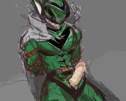 1boy armored_male arms_behind_back arms_bound blushing_through_mask bondage boundage chidori_(ranger_reject) dragon_keeper go!_go!_loser_ranger! green_keeper male male_only mask masked masked_male masked_only penis ranger_reject sentai_daishikkaku solo solo_focus solo_male tied tied_arms tied_up trembling