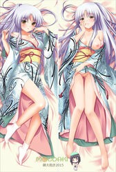 1girls angel_beats! dakimakura female female_only kanade_tachibana nipples pussy silver_hair solo source_request