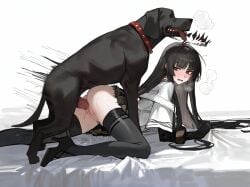 ai_generated arknights bestiality canine clothed_sex cum_in_pussy feral_on_female looking_back pussy r3dek rape tagme virtuosa_(arknights) zoophilia