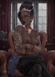 1girls breasts breasts_out camille_waifu dark-skinned_female dark_skin dbd dead_by_daylight pirate portia_maye solo the_houndmaster tiara