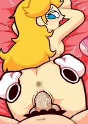 blonde_hair blue_eyes blush cleavage doggy_style faceless_male female_focus gloves grabbing_ass krusha64612042 light-skinned_female long_hair looking_at_partner male_pubic_hair mario mario_(series) nintendo nude_female pov princess_peach straight vaginal_penetration