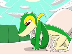 animated cum dragonweirdo female feral human interspecies lube male messy nintendo penis pokemon pokemon_(species) rubbing size_difference snivy straight video_games