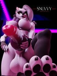 1futa 3d anthro artist_logo canine canine_penis cock crop_top dominant_female female femdom furry futanari hellhound helluva_boss huge_cock knot knotted_penis large_breasts looking_at_viewer looking_down looking_down_at_viewer loona_(helluva_boss) nipple nipples pawpads paws penis red_penis snuvvy snuvvyworks stepped_on stroking_cock stroking_penis