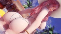 1girls 3d 3d_render big_breasts bikini blue_highlights bracelet female hoop_earrings large_breasts long_hair multicolored_hair pink_eyes pink_hair pool solo sun_hat susu_skyrim twintails