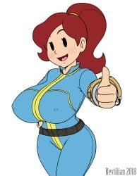 audrey_page fallout golden_girl huge_breasts revtilian tagme the_developing_adventures_of_golden_girl vault_dweller vault_dweller_(cosplay) vault_girl vault_suit