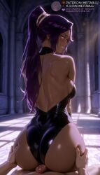 1boy 1girls ai_generated ass ass_focus ass_grab assjob back backboob backless_leotard backless_outfit bare_back bare_shoulders big_breasts black_leotard bleach blush breasts buttjob clothed_female_nude_male cowgirl_position dark-skinned_female dark_skin duo erection female from_behind grin grinding highleg highleg_leotard huge_ass indoors interracial large_breasts leotard long_hair looking_at_viewer looking_back male median_furrow meitabuu nude parted_bangs parted_lips penis ponytail pov purple_hair shihouin_yoruichi shoulder_blades sideboob sidelocks sitting sitting_on_person smile solo_focus straight sunlight uncensored yellow_eyes