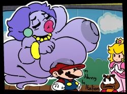 huge_breasts madame_flurrie mario mario_(series) pixel_art princess_peach windreg