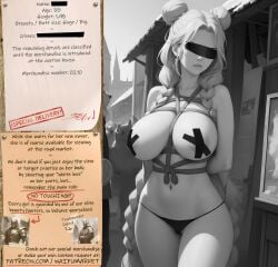 ai_generated anime black_tape blonde_hair bondage bounty_hunters edited fantasy female fictional huge_boobs huge_breasts lingerie market naked nude panties photoshop roleplay slave slavegirl slavery special waifu waifumarket