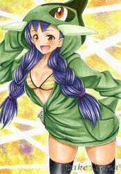 1girls axew_(cosplay) blue_hair clothed cosplay costume female_only human iris_(pokemon) nintendo pokemon pokemon_(cosplay) pokemon_bw sketch takecha twintails