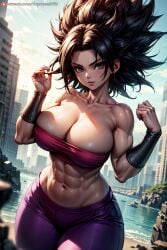 1girls abs ai_generated big_breasts black_hair breasts brown_eyes caulifla cleavage curvaceous curvy curvy_body curvy_female curvy_figure curvy_hips dark_hair dragon_ball dragon_ball_super dragon_ball_z female female_only fit fit_female frown large_breasts mature mature_female milf muscular muscular_female supr3metr thick_lips top_heavy_breasts topwear tubetop wide_hips