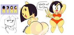 against_glass ass big_ass big_breasts black_hair breasts dnormal11 huge_ass looking_at_viewer nude original original_character shortstack tagme teasing thick_thighs twitter_link wide_hips yellow_skin yopy yuh_(yopy)