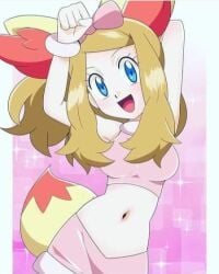 cute cute_clothing exposed_belly happy_face pokemon serena_(pokemon) teasing