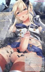 city city_destruction cityscape crossdressing cum destruction embarrassed english_text erection exhibitionism giant giantess male_only rakia_(ds00309) shimakaze_(kantai_collection)_(cosplay)