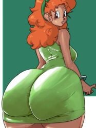 alternate_costume dress dress_inside_ass female lunch_(dragon_ball) showing_ass standing