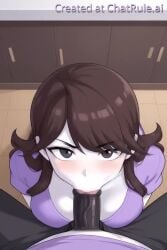 ai_generated blowjob brown_hair cleavage deepthroat eye_contact eye_contact_pov fellatio horse_penis horsecock huge_cock jaiden_animations male/female no_sound oral oral_sex penis pov pov_male sucking sucking_penis tagme video
