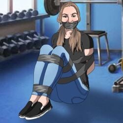 dvnod2 gagged gym gym_clothes jeans tape_gag