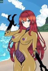 alien ben_10 ben_10_alien_force ben_10_ultimate_alien big_breasts big_thighs black_arms dnalien female nude parasite posing purple_nipples red_hair smiling_at_viewer tentacle walter_montana xenocite yellow_body