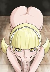 :>= alice_(megami_tensei) animated animated ass ass_jiggle ass_up atlus blonde_hair blowjob blowjob_face cum cum_in_mouth fellatio light-skinned_female light_skin looking_at_viewer majinbel petite petite_body pov pov_eye_contact shin_megami_tensei