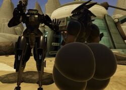 1boy 1futa 1girls 2boys 3d 3d_(artwork) ambiguous_gender anthro anthrofied ass_focus big_ass big_thighs black_body blade_wolf character_request claws duo fagottini31 female futanari huge_ass huge_thighs machine male male_only metal_gear robot thick_thighs wide_hips