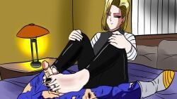 android_18 cum_drip cum_on_feet dragon_ball_z femdom footjob tagme vegeta video