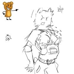 anthro anthro_only apple_(ii) bear bear_girl breasts breasts_out clothes_ripping diantha_tha_dog female female_focus female_only furry inanimate_insanity nipples object_shows sketch teddybear_(ii) uncolored ursid ursid_humanoid ursine wip work_in_progress