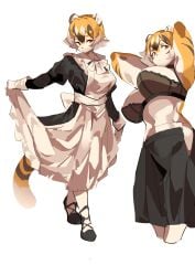 anthro arms_behind_head big_breasts bra breasts feline female furry huge_breasts maid mei_xiang mx99926 short_hair tagme thick_thighs tiger tiger_girl wide_hips