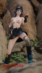 blue_eyes fortnite hope_(fortnite) lustreaper1 middle_finger nude nude_female skirt skirt_up topless topless_female