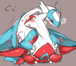 1boy 1girls 3_fingers absurd_res ahe_gao ambiguous_penetration belly blush breath claws dragon drooling duo female feral furry grey_background half-closed_eyes heart heavy_breathing hi_res implied_sex interspecies latias latios legendary_pokemon long_neck male motion_lines nama_namusan nintendo penetration pokemon pokemon_(species) pokemon_rse red_eyes saliva scalie simple_background spoken_heart straight sweat text tongue video_games wet wings yellow_eyes